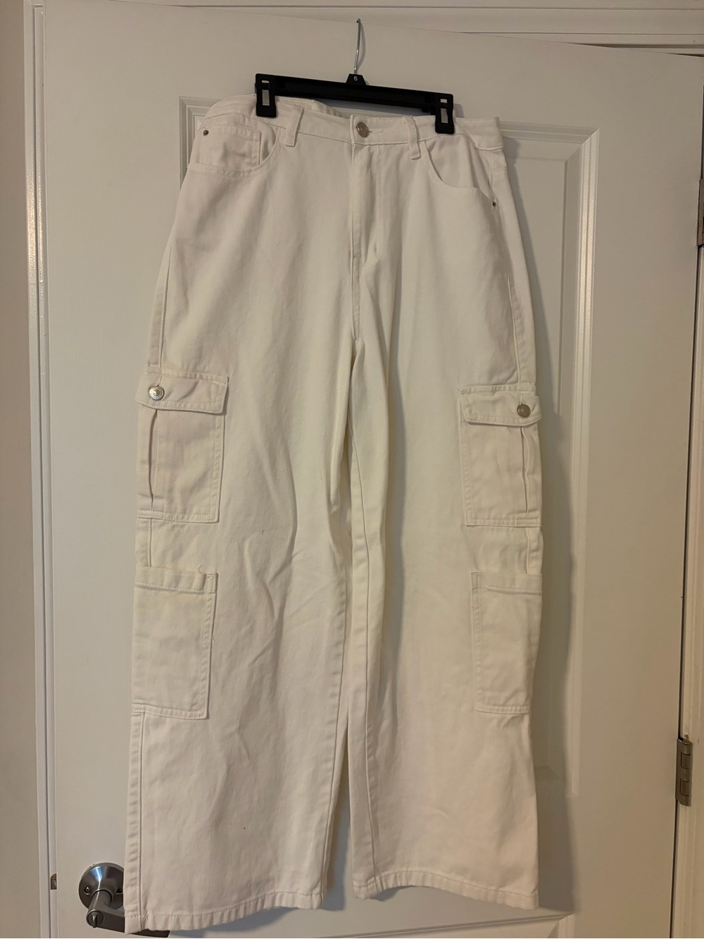 Princess Polly White Cargo Wide-Leg Jeans